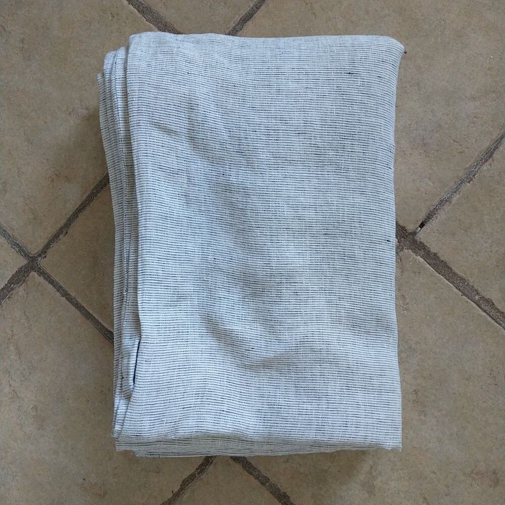 Quince Duvet Cover Twin Size 100% Linen White Gray Pin Striped 67x86